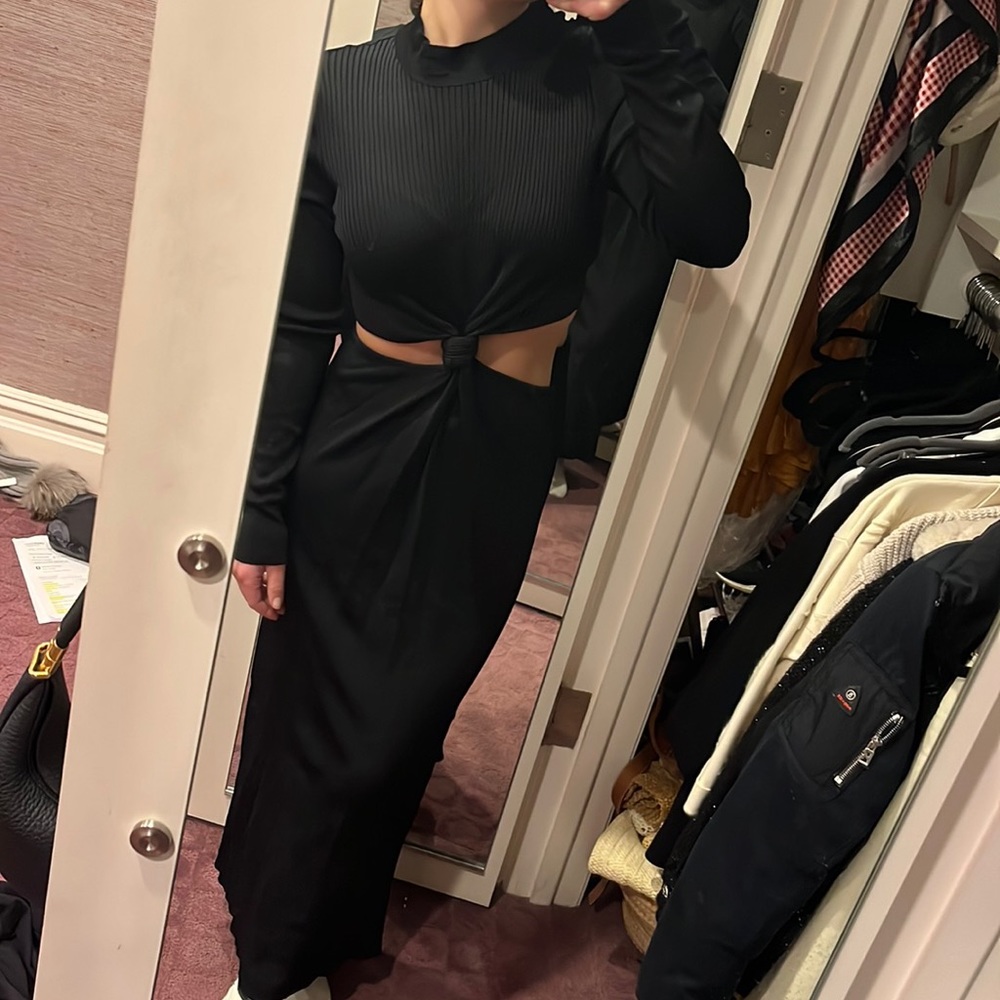NWOT Zara Black Knit Cutout Dress Size Small